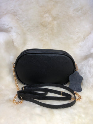 Bolsa de Couro GD Paty - Cor Preta com pelo marrom e branco - Ref.:970