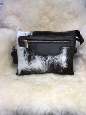 Bolsa de Couro GD Lady - Cor Café com pelo Branco e marrom- Ref.:999