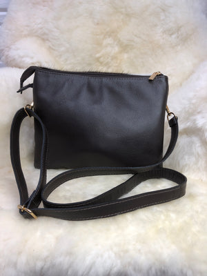 Bolsa de Couro GD Lady - Cor Café com pelo Branco e marrom- Ref.:999