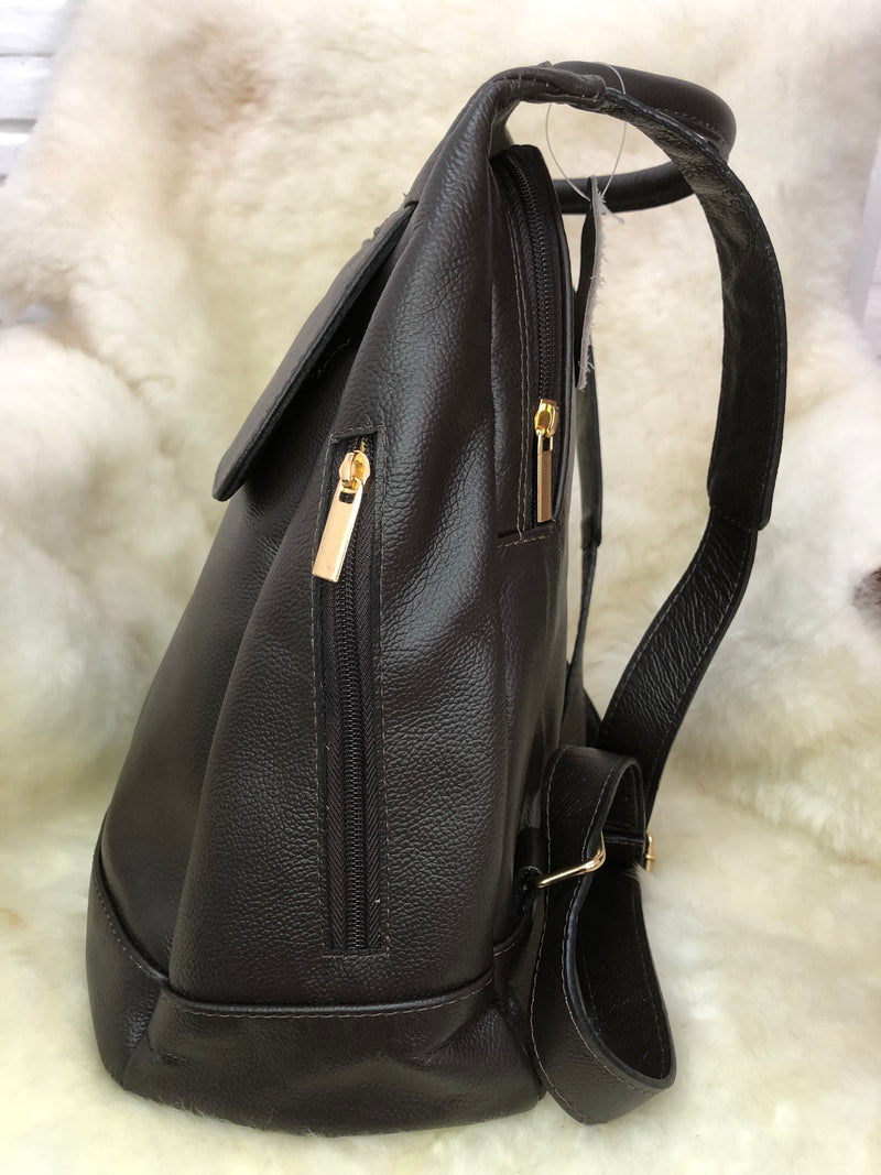 Bolsa Mochila de Couro GD Defender - Cor Café - Ref.:1025