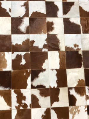 Tapete Costurado Marrom e Branco Quadrados De 15 X 15cm - Tamanho: 1,50 x 2,00 - SOMENTE POR ENCOMENDA