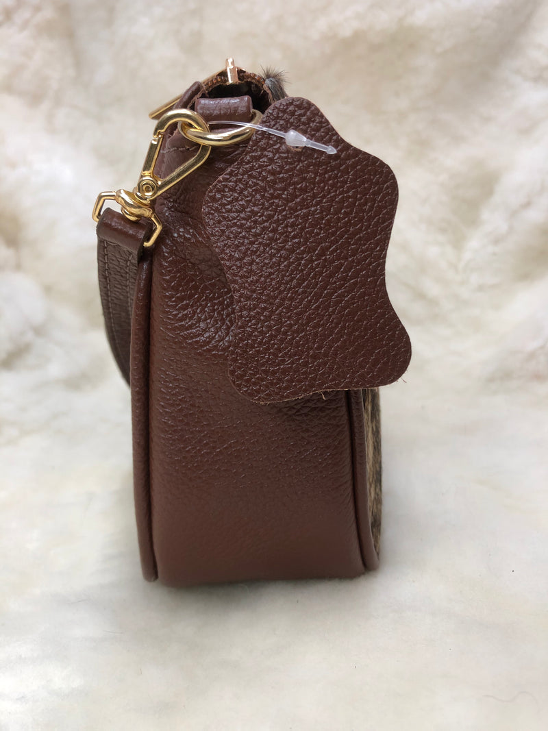 Bolsa de Couro GD Donna - Cor Marrom, pelo exótico - Ref.: 4989