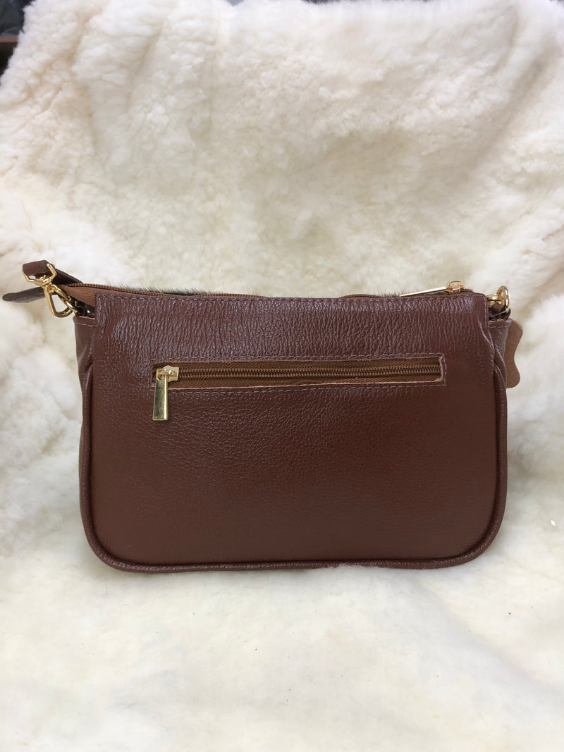 Bolsa de Couro GD Donna - Cor Marrom, pelo exótico - Ref.: 4989