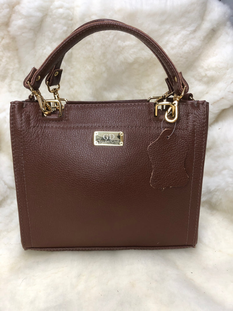 Bolsa de Couro GD Mini Bella - Cor Marrom sem pelo - Ref.: 5040