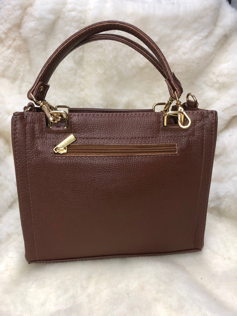 Bolsa de Couro GD Mini Bella - Cor Marrom sem pelo - Ref.: 5040