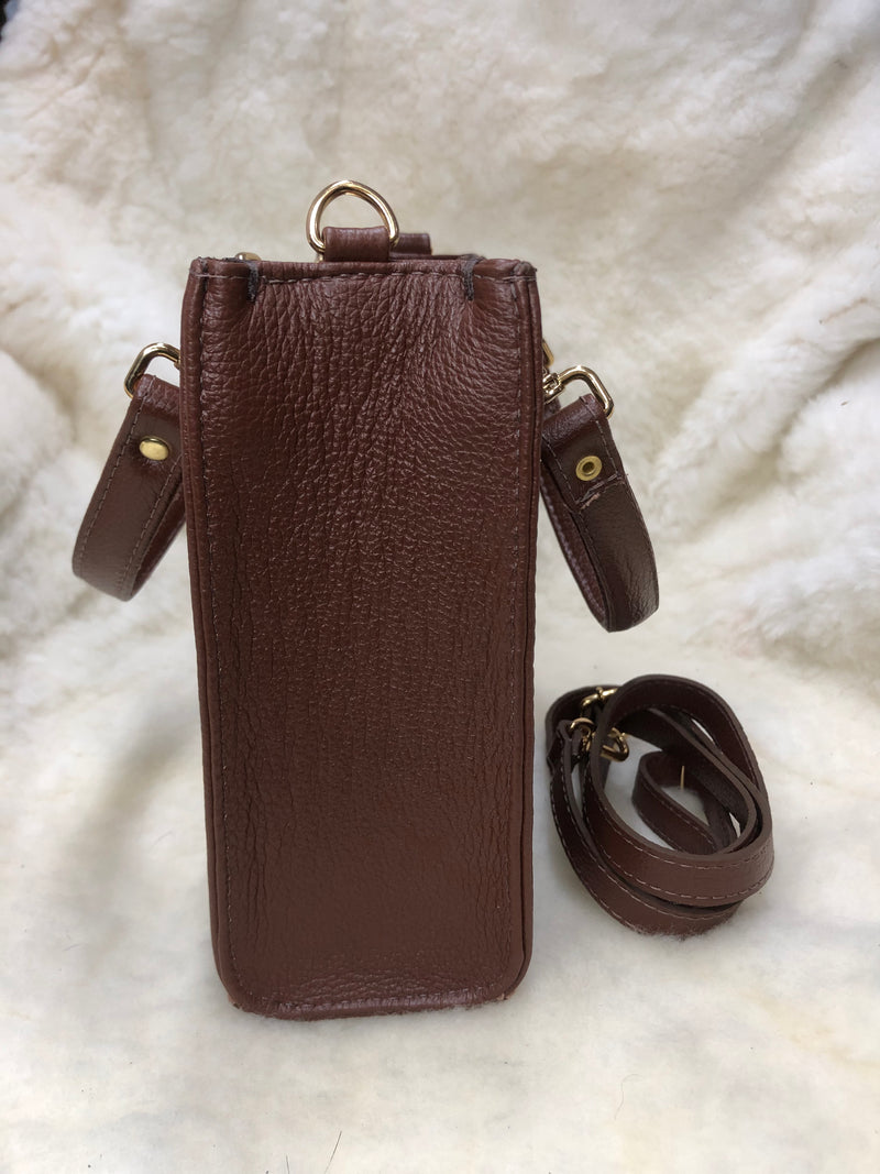 Bolsa de Couro GD Mini Bella - Cor Marrom sem pelo - Ref.: 5040