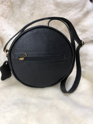 Bolsa de Couro GD Luna - Cor Preta com Pelo Preto e branco - Ref.: 5059