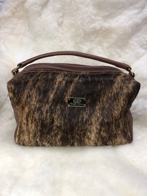 Bolsa de Couro GD Essencial - Cor Marrom com pelo Exótico - Ref.: 5146