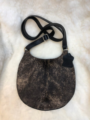 Bolsa de Couro GD Campeira Preta com pelo Exótico - Ref. 5182