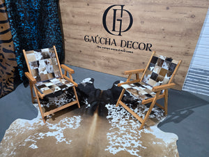 Kit Rústico de Cadeiras De Couro Legítimo Dobrável com Pés de madeira. Cor você pode escolher.